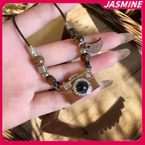 JASMINE Vintage Nâu Camera Mặt Dây Chuyền Nelace 2025 Mới Kpop Hip-Hop Đơn Giản Cá Tính Nam Nữ Punk Y2K Quyến Rũ Phụ Kiện Trang Sức JASMINE
