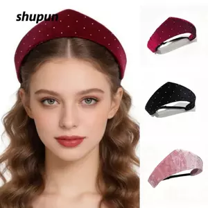 Băng Đô Nhung SHUPUN, Băng Đô Quấn Tóc Chấm Bi Co Giãn, Đệm Mềm Viền Rộng Kết Cấu Mịn Tóc Phụ Kiện Tóc