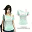 Áo thun ngắn tay dáng ôm màu xanh đậm mùa hè Thiết kế dây đeo vai mỏng Vỏ sức sống ngọt ngào Flesh Skinny Slimmer