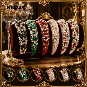 SHUPUN Kim Cương Giả Đầu, Kẹp Tóc Mũi Khoan Màu Sáng Bóng Full Headband, Nhiều Màu Sắc Baroque Phụ Kiện Tóc Vintage Vương Miện Đầu Cô Dâu