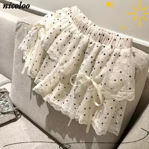 Váy chấm bi NICOLOO, Váy ren thanh lịch ngọt ngào, Váy ngắn giảm béo thông thường cho bé gái
