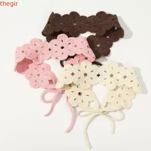 THEGIRL8B Băng Đô Dệt Kim, Pháp Retro Móc Hoa Tóc, Hoa Ngọt Ngào Phong Cách Nông Thôn Mục Vụ Dài Đan Turban Du Lịch