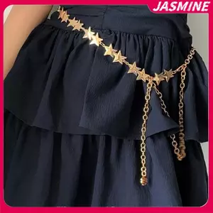 JASMINE Vintage Nữ Thắt Lưng Nữ Kim Loại Ngôi Sao Pentagram Dây Xích Thắt Lưng sel Thắt Lưng Dây Xích Nữ Trang Trí Cơ Thể Trang Sức JASMINE