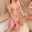 Mùa hè 2026 Plus size 150kg Váy ngủ cổ chữ V bằng lụa băng phong cách mỏng vừa dài Vỏ rộng thịt Gợi cảm Pure Desire Fat mm Bộ đồ ngủ gia đình Phụ nữ
