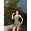 Kỳ nghỉ hè Váy đeo chéo sequin xanh kiểu Pháp eo hẹp Slim-fit gợi cảm Làm trắng đẹp Váy không tay bên bờ biển nữ