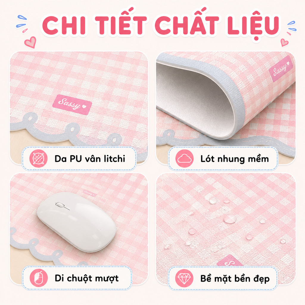 thảm trải bàn làm việc chống nước miếng lót chuột cỡ lớn da hai mặt cao cấp 1.5mm chống ồn ký túc xá học sinh sinh viên 35x80cm
