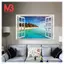 3D Ocean Nature Sea View Bức Tranh Tường Cửa Sổ Trang Trí Nhà Miếng Dán Hình Phòng poster Nghệ Thuật