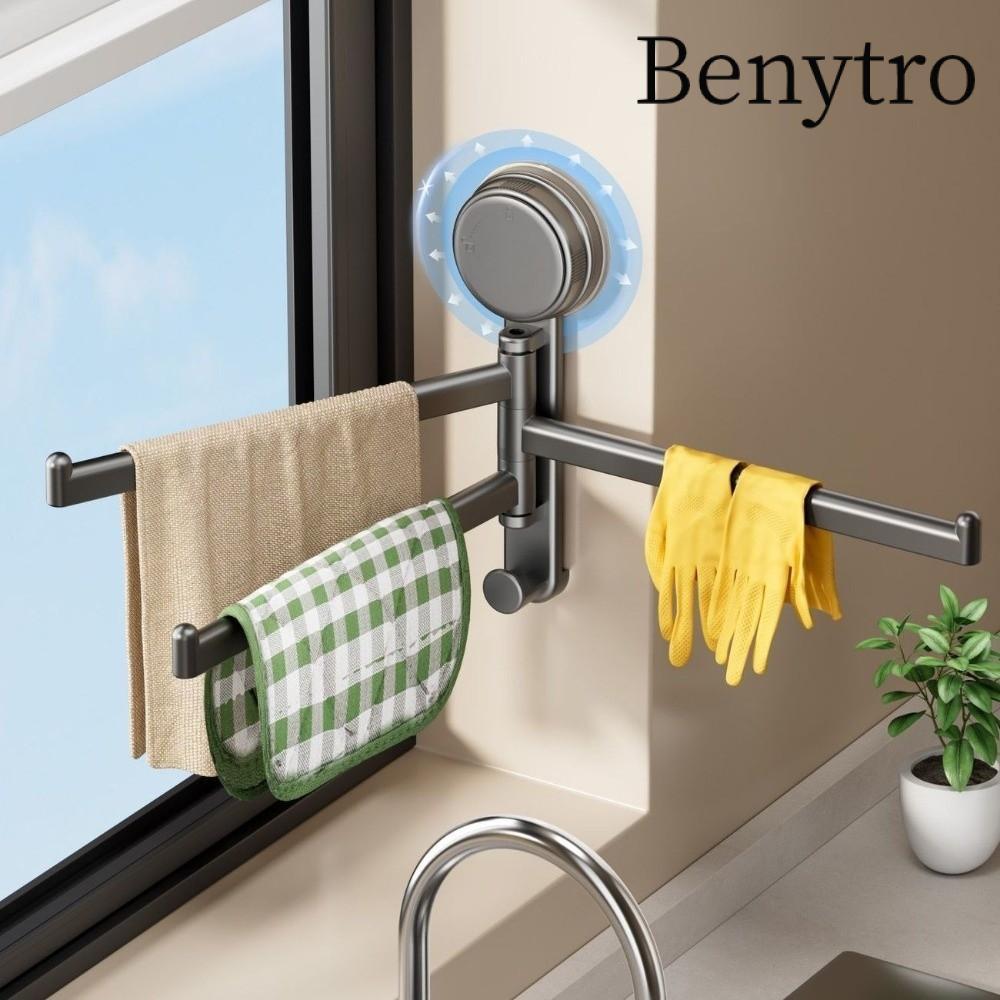 Benytro Móc treo khăn xoay BENYTRO, Không cần khoan giá treo khăn, Giá treo khăn tắm 3 thanh tường chất lượng Phòng tắm