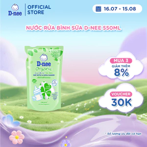 Nước rửa bình sữa D-nee từ nha đam hữu cơ, an toàn lành tính, khử khuẩn hiệu quả - Túi 550ml