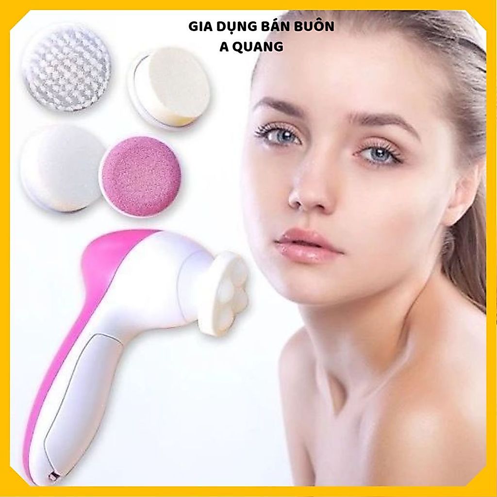 MÁY RỬA MẶT MASSAGE 5IN1 SẠC PIN CAO CẤP - Dụng Cụ Làm Sạch Da, Tẩy Tế Bào Chết