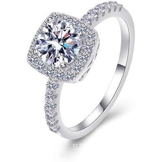 CARAT KING Moissanite Nhẫn Nữ, Nhẫn Kim Cương Moissanite Bạc 925, Nhẫn Hứa Cho Nàng, Cắt Tròn D Màu VVS1 Độ Rõ Ràng, Đính Hôn &amp; Trang sức kỷ niệm
