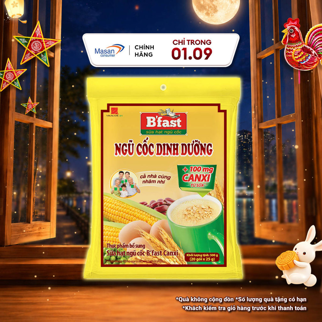 Sữa Hạt Ngũ Cốc B’Fast Canxi – Túi 20 Gói x 25g