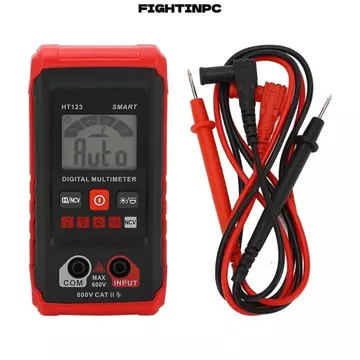 Đồng hồ vạn năng kỹ thuật số FIGHTINPC, Đồng hồ vạn năng tự động điện áp AC DC liên tục điện trở, Chức năng NCV Vỏ silicon ABS Màn hình kỹ thuật số Đồng hồ vạn năng thông minh Sửa chữa điện