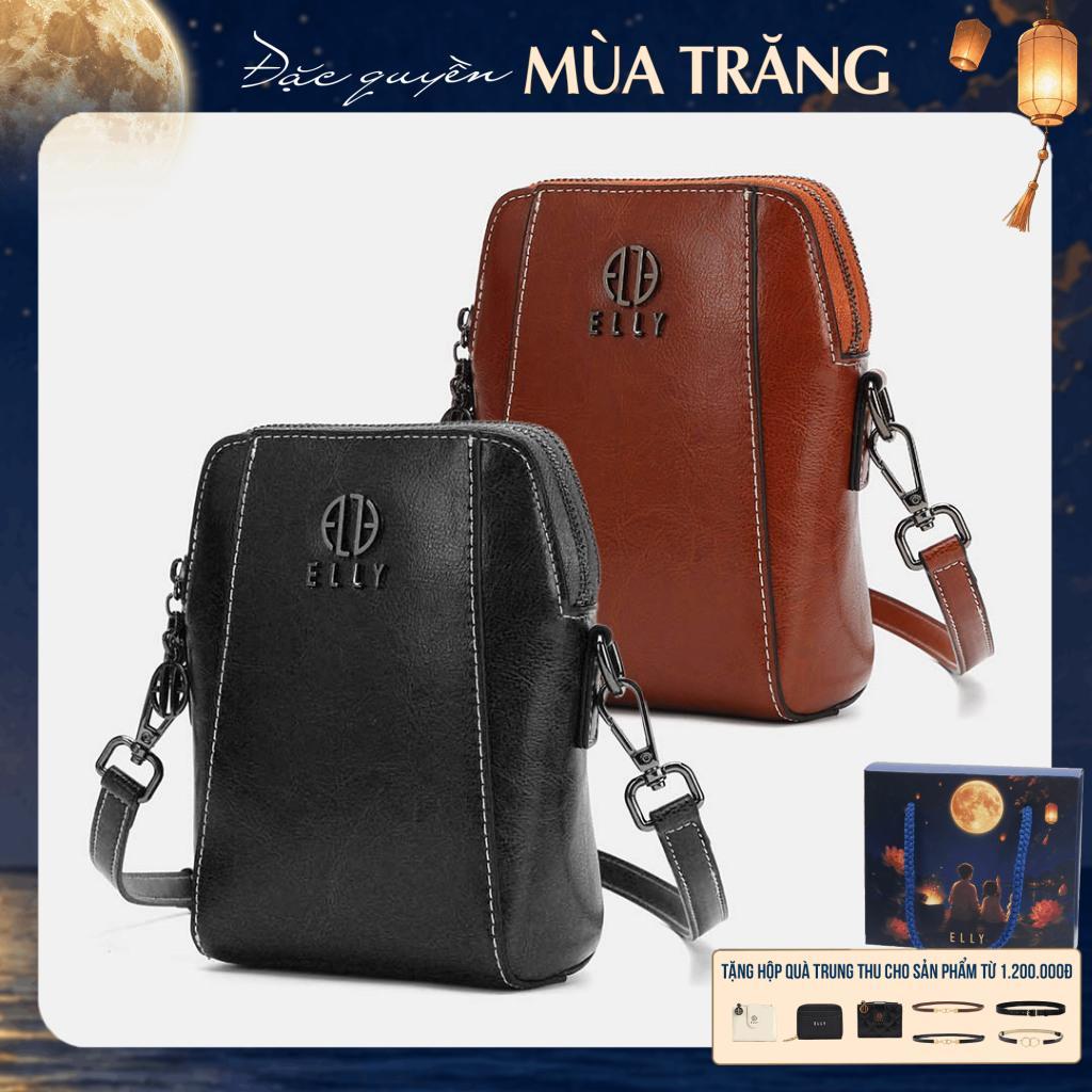 Túi xách nữ da thật ELLY ET148 túi đeo chéo crossbody thời trang cao cấp chính hãng