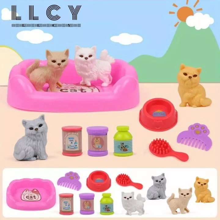 Đồ chơi giả vờ chó con LLCY, Đồ chơi trẻ em Đồ chơi trẻ em Đồ chơi giỏ thú cưng Mini dễ thương, Bộ búp bê chó Động vật Cảm giác trực quan Đồ chơi chơi cảnh