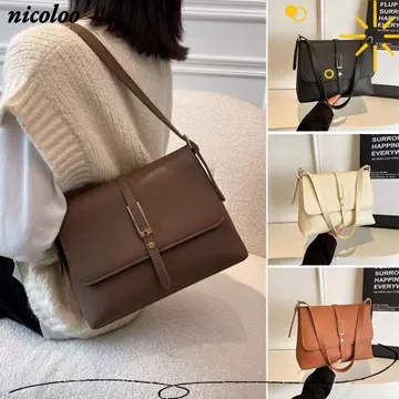 Túi đeo chéo NICOLOO, Túi đeo vai vuông dây đeo đơn PU, Thời trang phong cách cổ điển Dung tích lớn Túi đeo chéo đeo vai Túi đeo chéo nữ hàng ngày