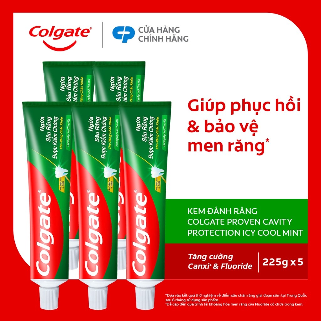 Bộ 5 Kem đánh răng Colgate ngừa sâu răng răng chắc khỏe 225g/tuýp