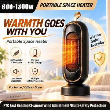 Máy sưởi để bàn GOUDAI, Max Power 2000W PTC Làm nóng nhanh Máy sưởi đứng để bàn, Bảo vệ đa an toàn Máy sưởi nhỏ gọn dọc điều chỉnh gió 3 tốc độ với máy tạo độ ẩm