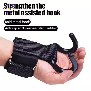 HFTOY 2 Móc nâng tạ Dây đeo cổ tay thanh cầm tay Phòng tập thể dục Móc trọng lượng Dây đeo nâng tạ Găng tay nâng công suất để tập tạ ~