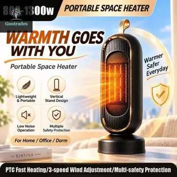 Máy sưởi để bàn GOOTRADES, Công suất tối đa 2000W PTC Làm nóng nhanh Máy sưởi đứng để bàn, Máy sưởi điều chỉnh gió 3 tốc độ nhỏ gọn dọc với máy tạo độ ẩm