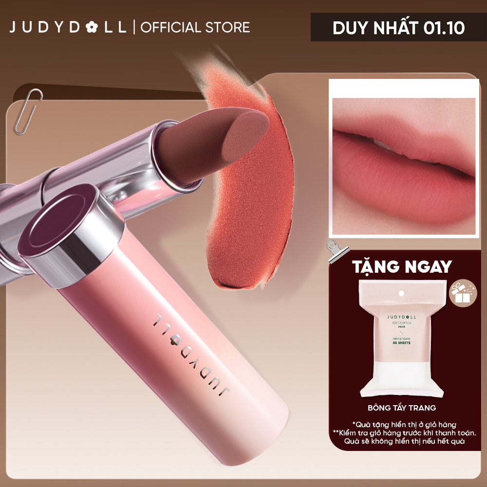 [MỚI] Son Lì JUDYDOLL Velvet Matte Lipstick Son thỏi Ẩm mướt Bơ mịn Mờ vân môi 3,6g
