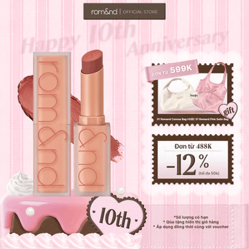 [Rom&nd x SVIP] Son thỏi lì, lên màu siêu xinh Hàn Quốc Romand Zero Matte Lipstick 3g