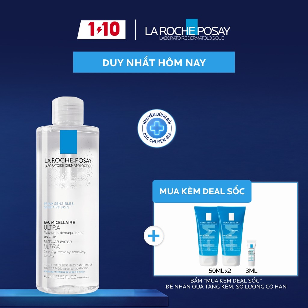 Nước tẩy trang làm sạch sâu cho da nhạy cảm La Roche-Posay Micellar Water Sensitive Skin 400ml