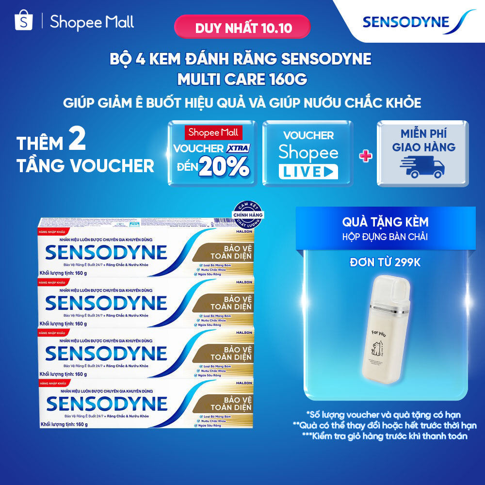 Bộ 4 Kem đánh răng SENSODYNE Multi Care 160g giúp giảm ê buốt hiệu quả và giúp nướu chắc khỏe