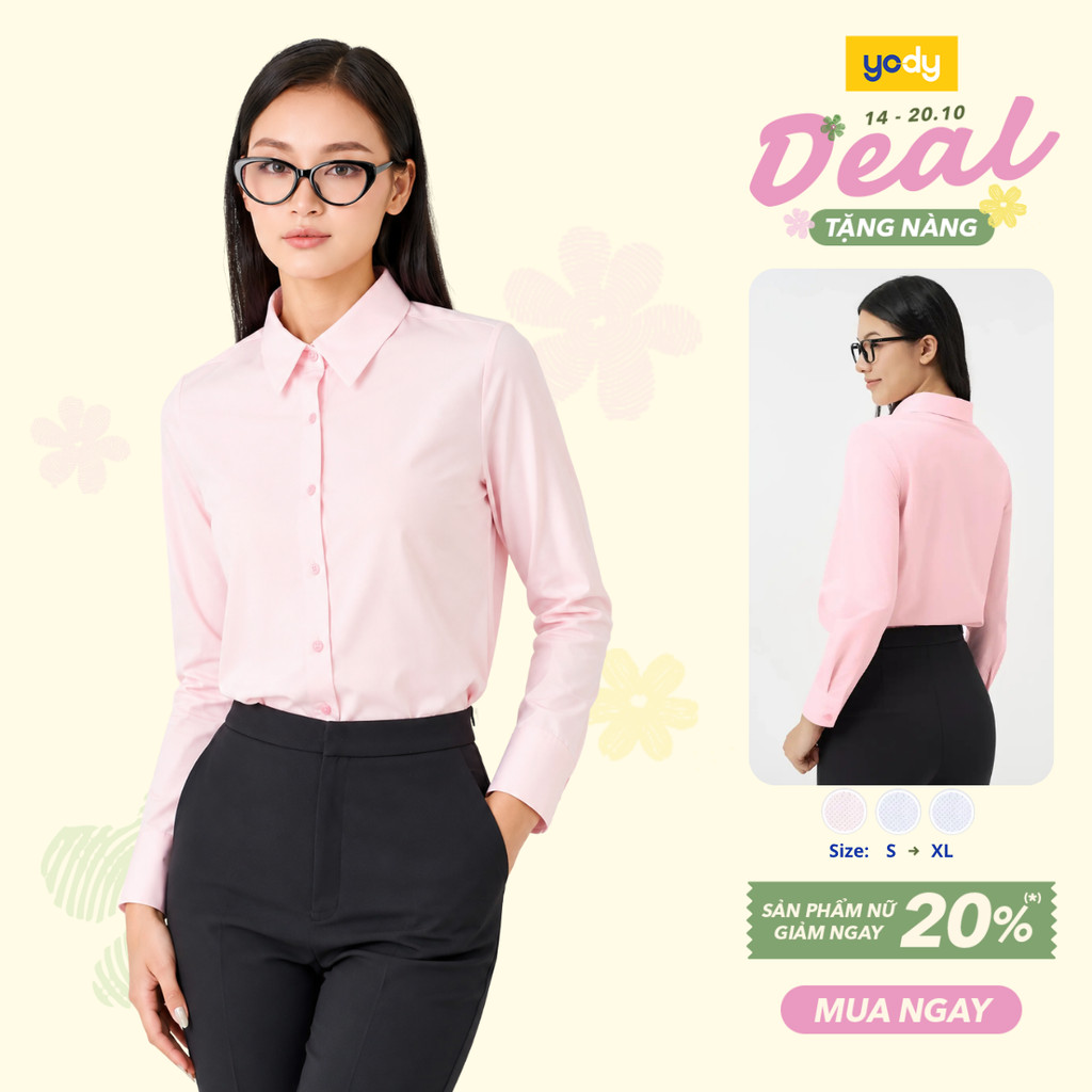 Áo Sơ-mi Nữ YODY Phom Regular Wrap Knit Essential Co Giãn 4 Chiều TRA WOSH26A012