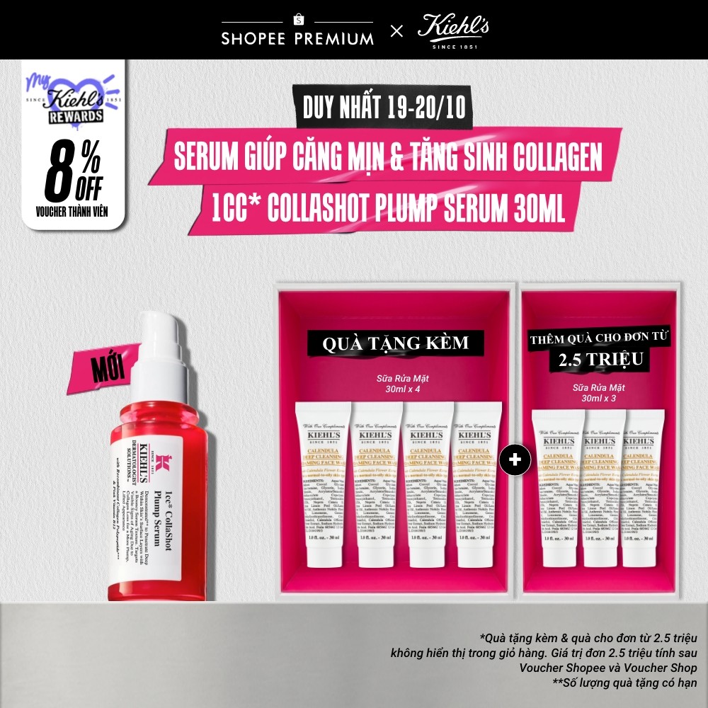 Serum giúp da căng mịn & tăng sinh collagen Kiehl’s 1cc CollaShot Plump Serum 30ml