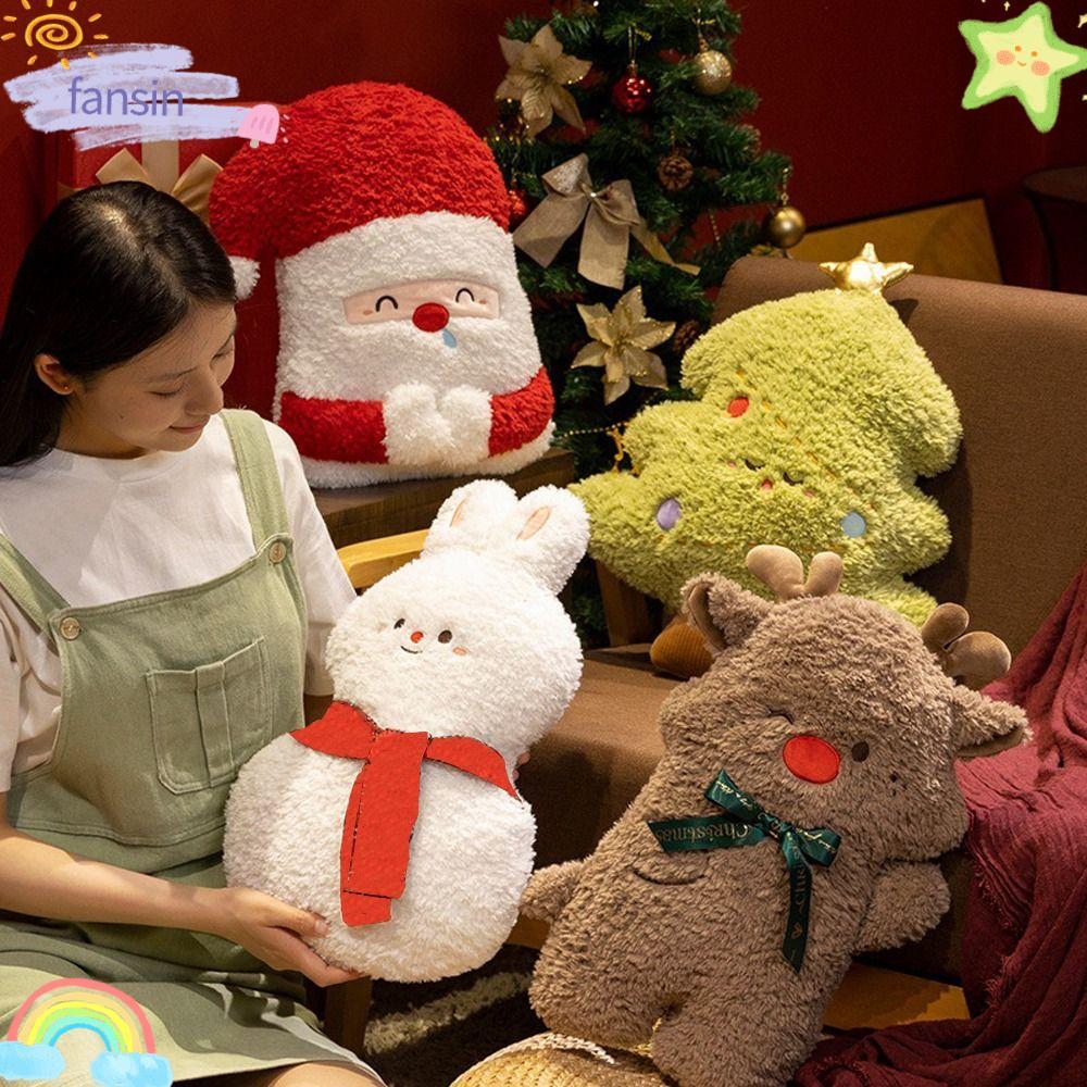 FANSIN Plushie Doll, 40cm Elk Plush Toys, Soft Christmas Tree Santa ...