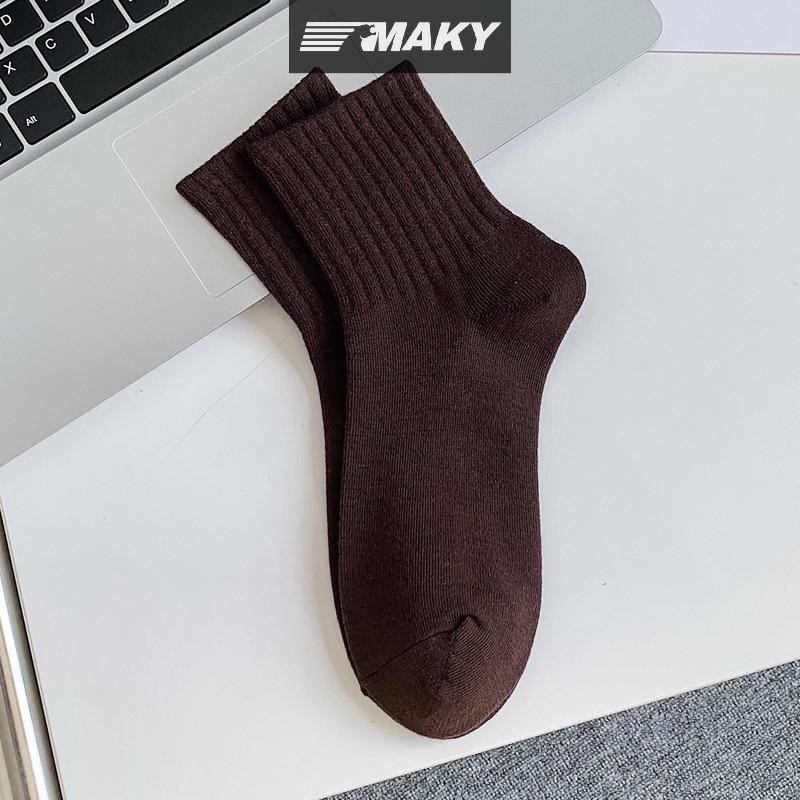 Newwellknownepic 1 Đôi Tất Ngắn Màu Trơn Cho Nữ Mùa Thu Cotton Thoáng Khí Mềm Giữa Ống Tất Thể Thao Thông Thường Bé Gái Mỏng Tươi Tất VN