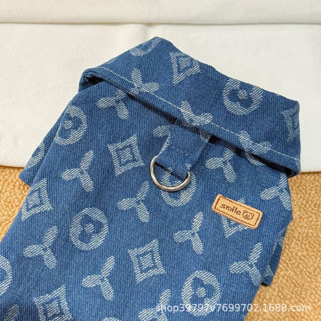 【Ready Stock】 Autumn and Winter Windproof Denim Shirt Cat and Dog Clothes Warm Fashion Brand Handsome Pet Clothing Xo8T