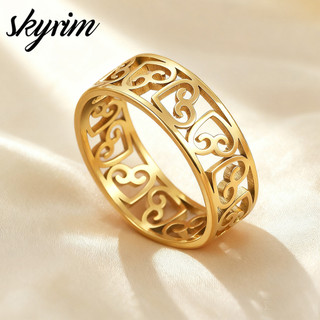 SKYRIM Nữ Thép Không Gỉ Titan Nhẫn Vàng Thiết Kế Trái Tim Rỗng Trang Sức Ngày Valentine Cho Các Cặp Vợ Chồng