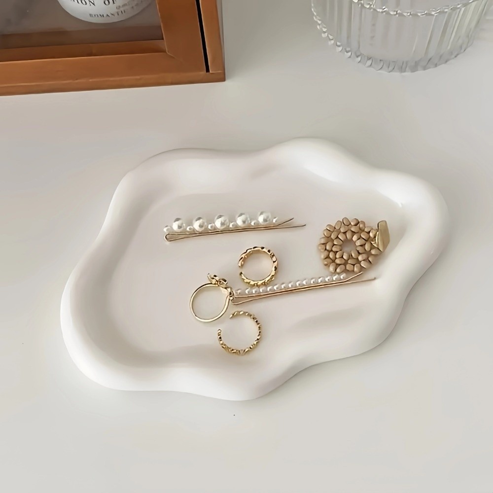 Khay đựng đồ trang sức SUNKISSD, Tấm lưu trữ bằng nhựa hình đám mây, Đồng hồ đựng đồ trang sức Mini sang trọng nhẹ / Lưu trữ chìa khóa