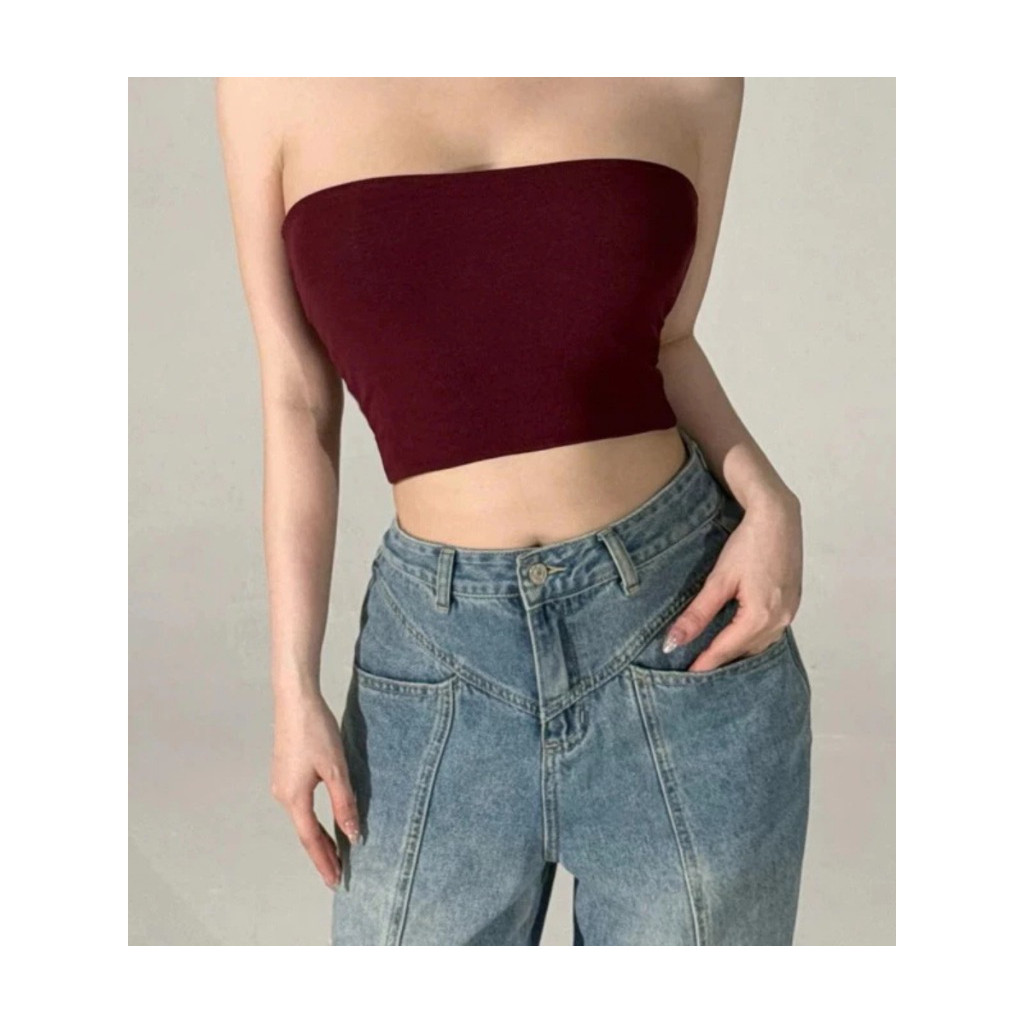 [Có Mút] Áo Quây Ống Kiểu Croptop Hai Lớp Ôm Sát Cotton, Gợi Cảm, Xinh Xắn_A655