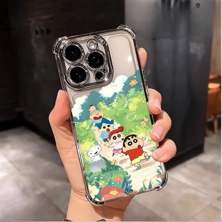 Ốp Điện Thoại Hoạt Hình Crayon Shinchan Cho Xiaomi POCO Mi 14T 15T PRO F5 X5 X6 X7 PRO X3 NFC F3 F4 M4 Mạ Trong Suốt Chống Rơi Mềm Dễ Thương