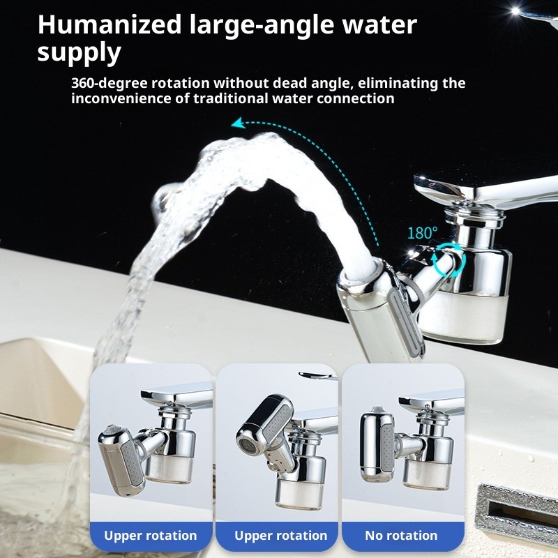Bộ mở rộng vòi đa năng bằng kim loại có bộ lọc 2 chế độ Tap Aerator Splash Basin Xoay Robot Cánh tay Vòi mở rộng Đầu phun