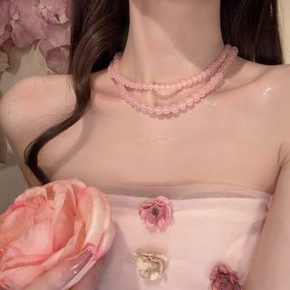N1085 Vòng Cổ, Dây Chuyền ngọċ Trai màu hồng trong suốt Kiểu Dáng Dài Sang Trọng, Phù Hợp Với Nhiều Dịp.