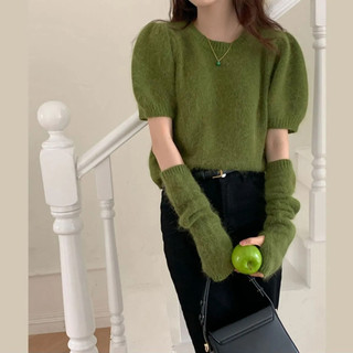 Áo Len Dệt Kim Rời Tay Puff Top Nhiều Màu, Size Lớn, Phong Cách Nhẹ Nhàng Cho Mùa Xuân Thu