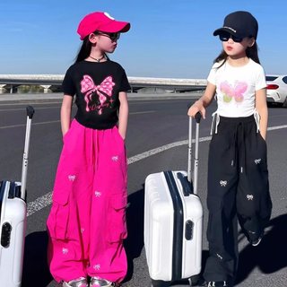 QuầN Cargo ốNg RộNg Cao CấP Cho Bé GáI ThiếT Kế KiểU HàN KếT HợP Nơ Phù QuầN Bí Cho Bé GáI