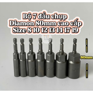 Bộ 7 đầu chụp Diamon 80mm cao cấp gắn máy vặn siết bulong, đai ốc thép Chrome Vanadium cứng cáp bền bỉ