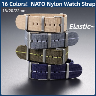Dù Co Giãn NATO Nylon Dây Đồng Hồ Co Giãn Dây Đeo 18 Mm 20 Mm 22 Mm ZULU Đồng Hồ Dây Đeo Quân Sự Cho Seiko 5 Diver Lặn Nam Nữ Vòng Tay Quấn Xung Quanh