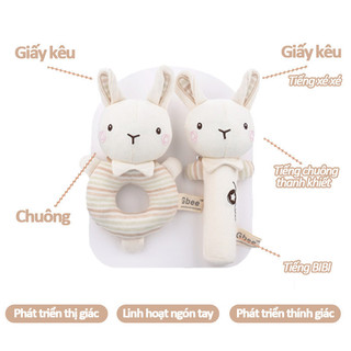 【BabyJoy】Thú Nhồi Bông Lục Lạc Gbee Cho Bé Sơ Sinh Cao Cấp,Đồ chơi lắc nhồi bông sáng tạo,Chất Liệu Cotton Hữu Cơ