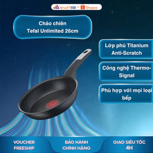 Chảo chiên Tefal Unlimited 26cm (G2550502) - Sản xuất tại Pháp - Bảo hành chính hãng 24 tháng