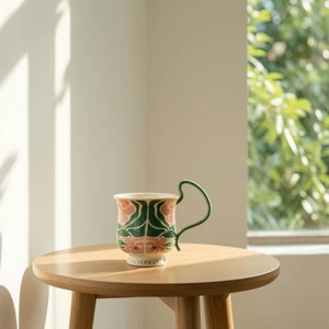 Cốc gốm có tay cầm Cốc hoa tráng men Cốc cà phê Sống động Không đều cho văn phòng tại nhà