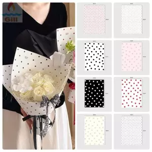 Giấy gói chấm bi GILL, Bao bì hoa bó hoa phong cách Hàn Quốc DIY, Bó hoa giấy gói quà dày trang trí