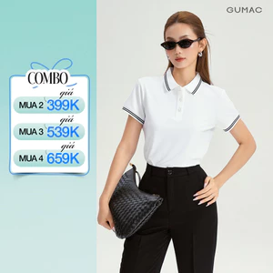 Áo Polo Nữ GUMAC - Áo Thun Cá Sấu Trơn Cổ Phối Viền Co Giãn Thanh Lịch Công Sở, Thể Thao LPLE0917 - 6109