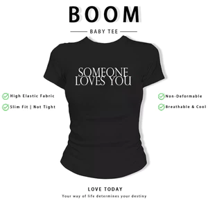 BOOM Áo Baby Tee Nữ Cotton Ôm Body-Áo Thun Ngắn Tay Y2K In Hình PhongCách Mùa Hè, Cổ Tròn Hàng Đầucách hàn quốc phong725