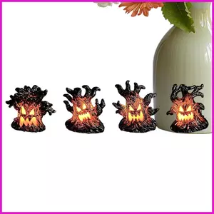 Halloween Cây Tượng Đèn 4 Mảnh Mini Chạy Bằng Pin Đèn Lồng Đáng Sợ Thu Nhỏ Đèn Ngủ Cho Căn Hộ lyuvn